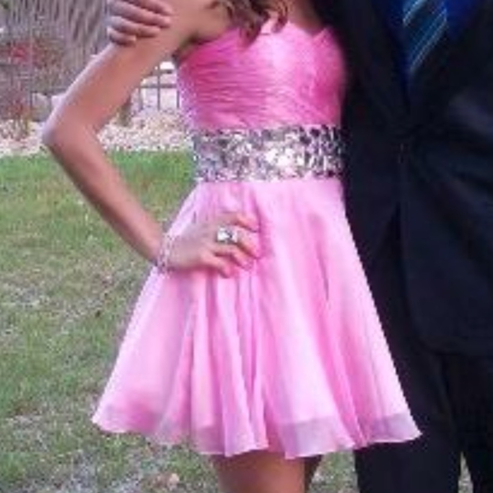 Pink Fit & Flare Strapless Short Dress